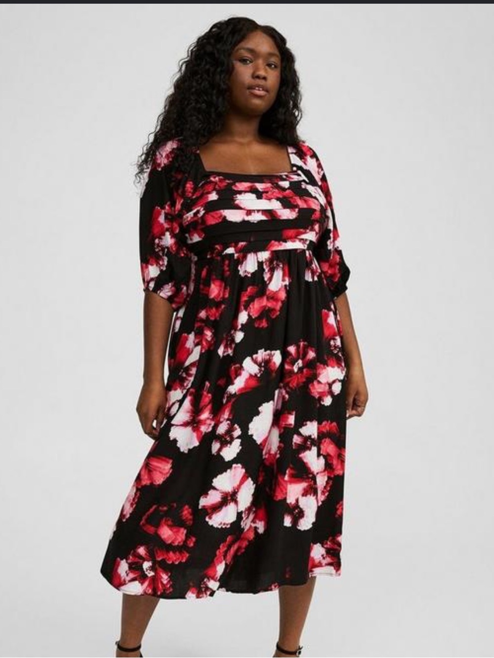 NWT Torrid Floral Print Midi Pintuck Bodice Dress 1X